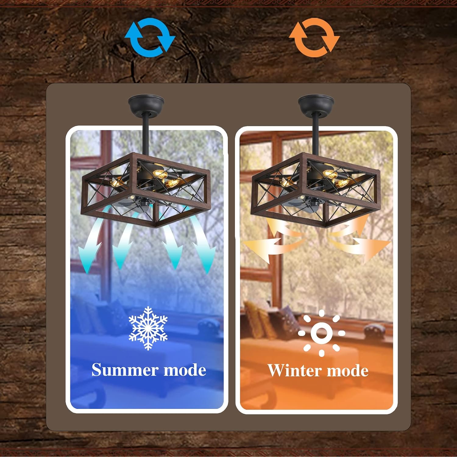 Chandelier,Retro Ceiling Fans with Lights and Remote DC Reversible Smart Fan Chandeliers Ceiling Light Vintage Style Quiet Industrial Ceiling Fan with Lighting for Lounge Bedroom Living Room