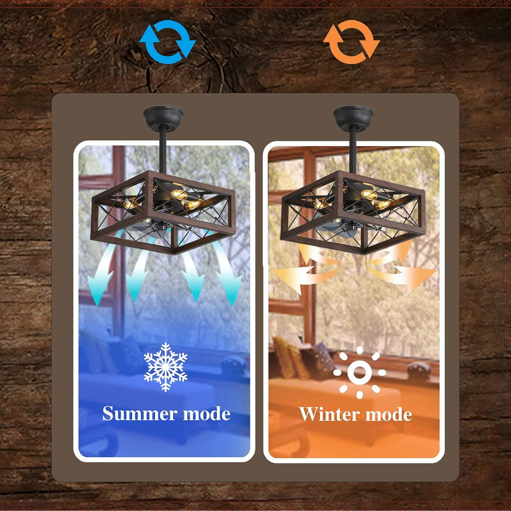 Chandelier,Retro Ceiling Fans with Lights and Remote DC Reversible Smart Fan Chandeliers Ceiling Light Vintage Style Quiet Industrial Ceiling Fan with Lighting for Lounge Bedroom Living Room
