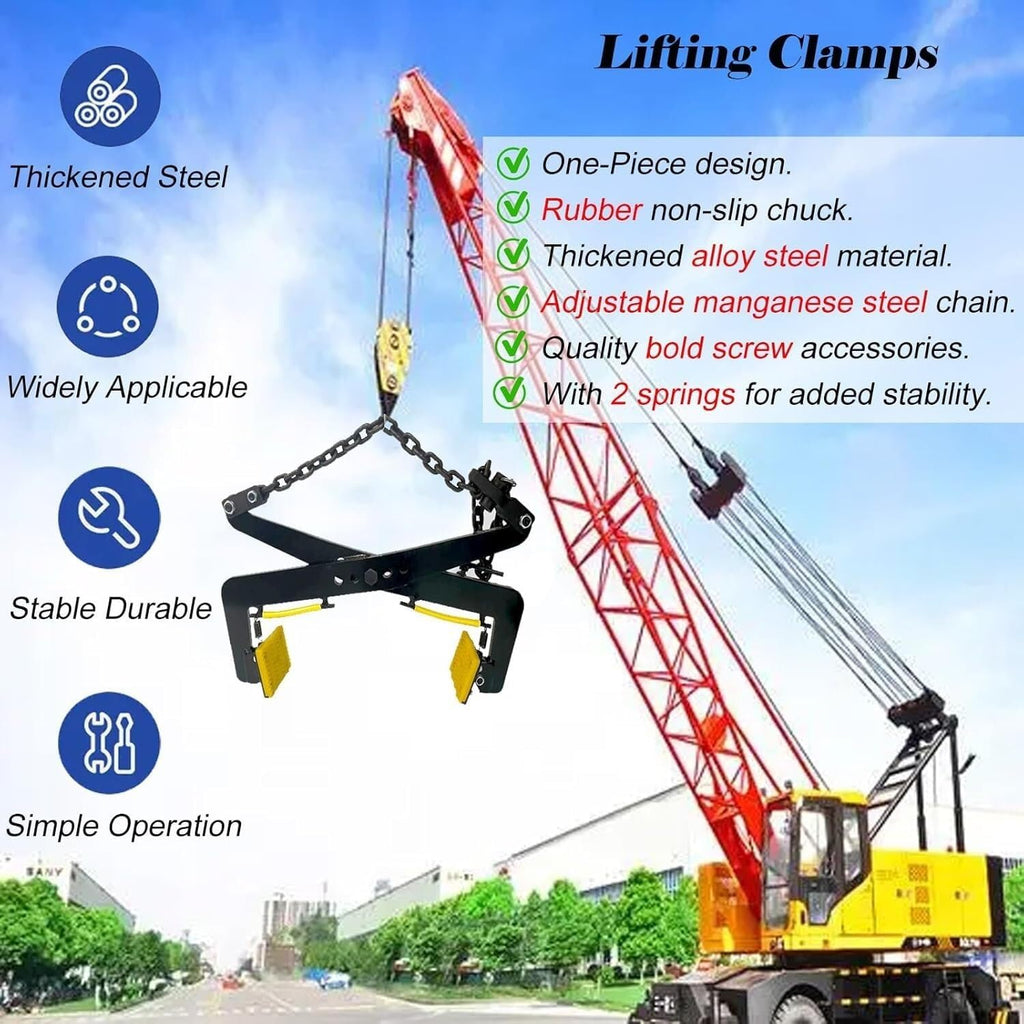 Heavy Duty Granite Steel Plate Lifting Clamps with Rubber Chuck - Chain Link Type, Vertical Clamp for Safe Lifting,Black-Opening 4.7-14.2in