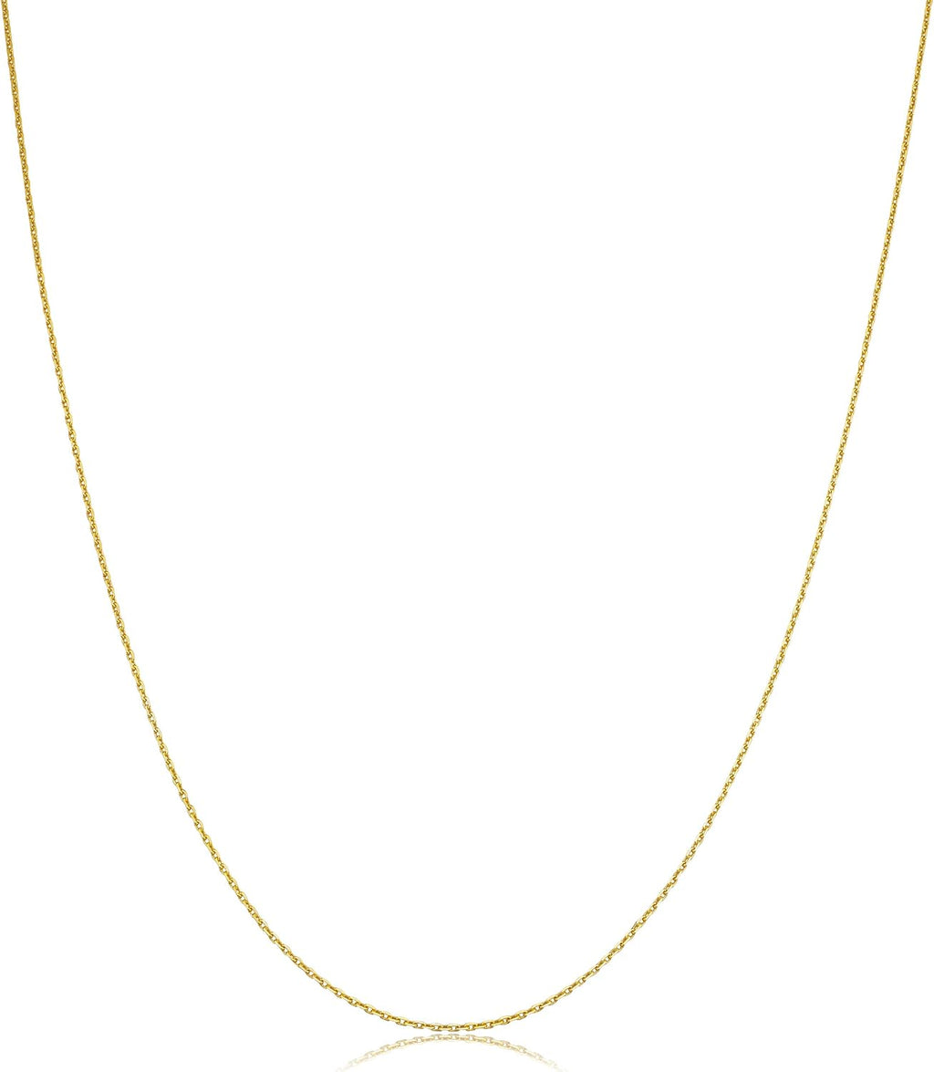 Kooljewelry 10k Yellow Gold 0.6 mm Diamond-cut Cable Chain Necklace (16, 18, 20 or 24 inch)