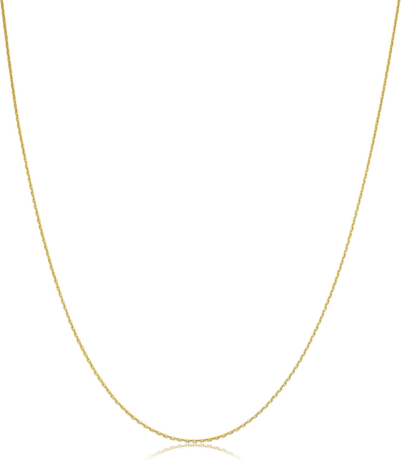 Kooljewelry 10k Yellow Gold 0.6 mm Diamond-cut Cable Chain Necklace (16, 18, 20 or 24 inch)