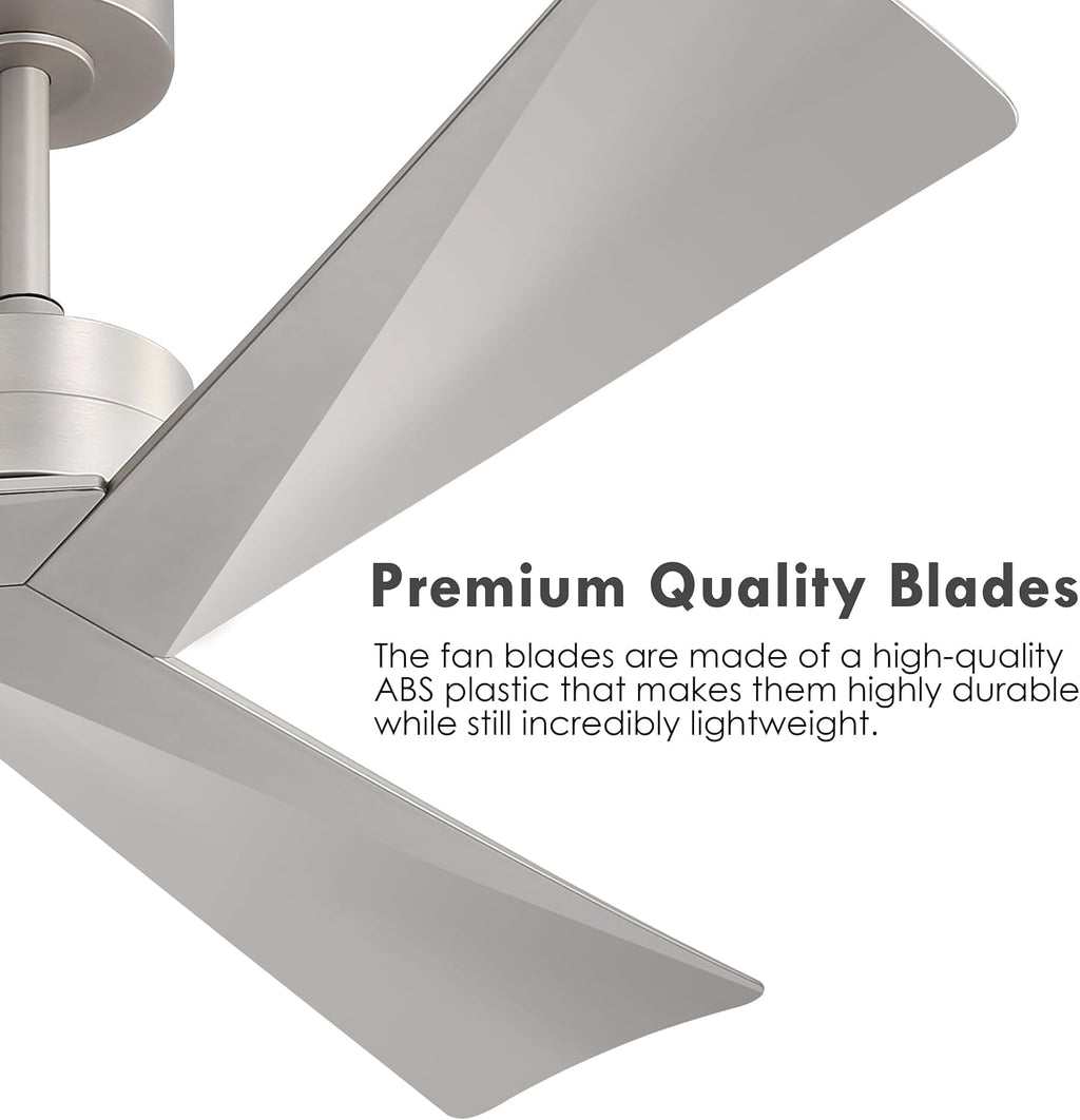 WINGBO 52' DC Ceiling Fan without Lights, Bruhsed Nickel Ceiling Fan with Remote, 3 ABS Plastic Blades, 6 Speed Reversible DC Motor, Ceiling Fans No Light for Kitchen Bedroom Living Room