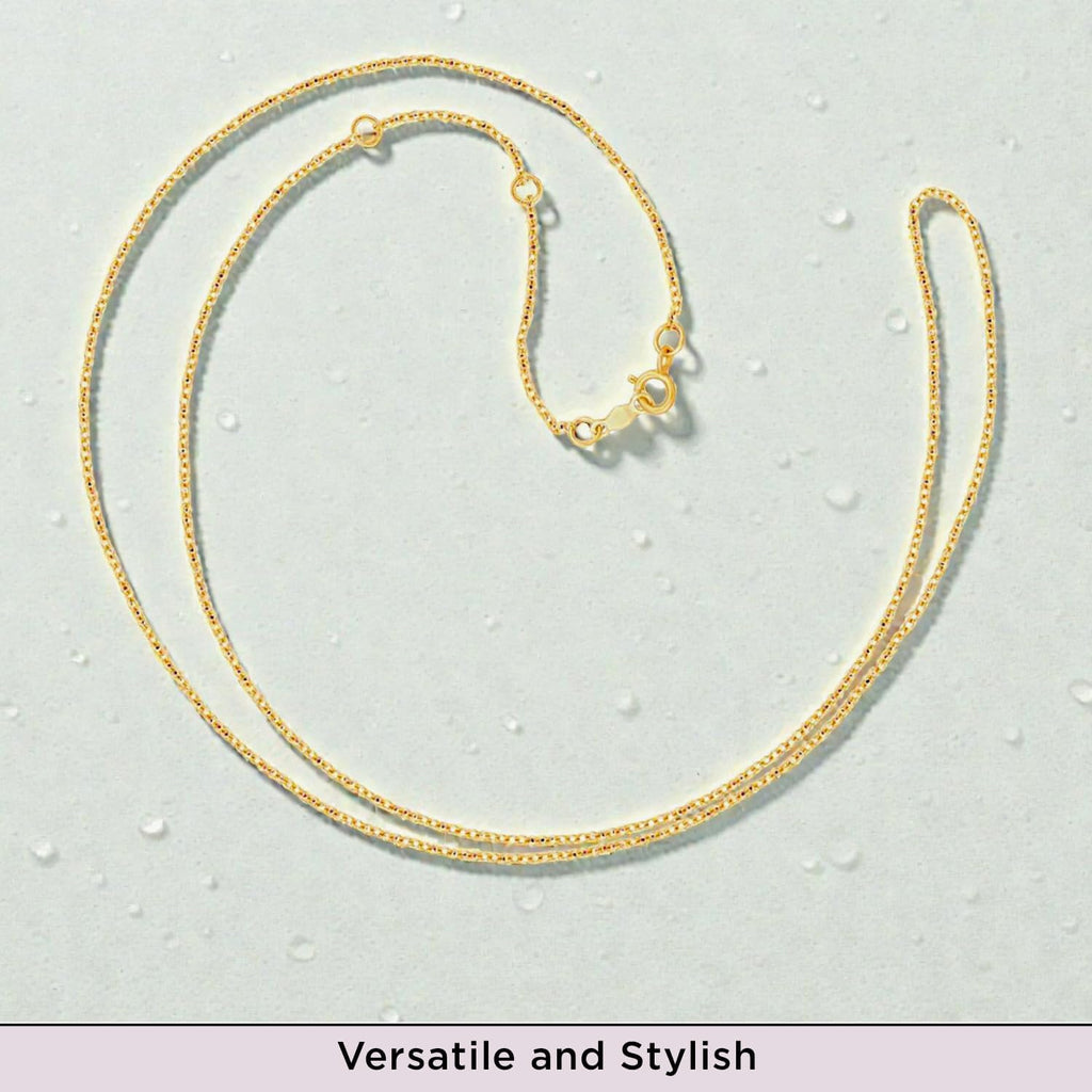 Jewelili 10K Yellow Gold or 10K White Gold or Sterling Silver 1.0mm Cable Chain Necklace with Spring-ring Clasp |17', 18', 19' (inches) Extendable Length