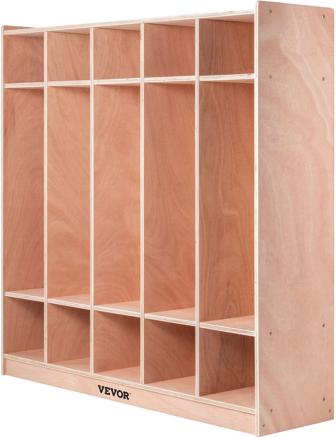 Happybuy 5-Section School Storage Locker, Wooden Storage Cabinet with 4 Casters, Classroom Cubbies for Storage, 15mm Thick Plywood Locker for Home, Office, School,Gym, Kindergarten