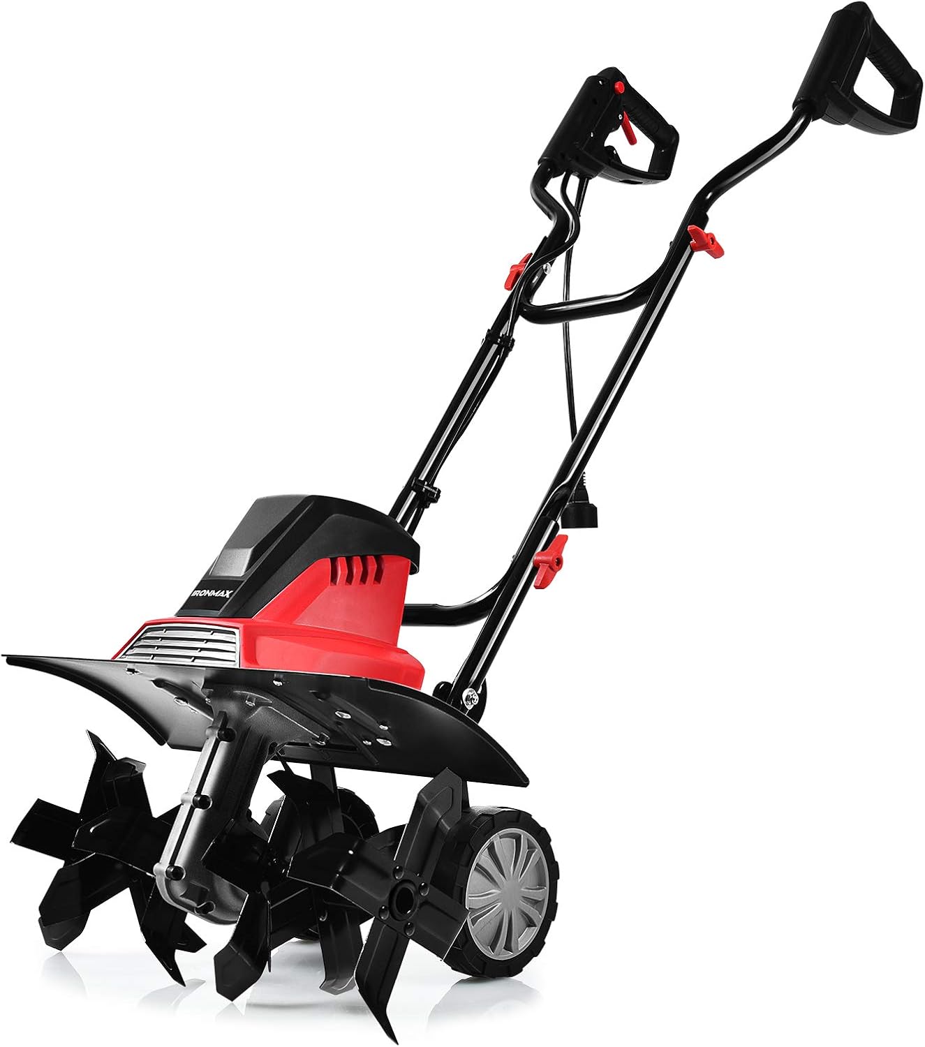 IRONMAX 13.5 Amp Electric Tiller, Corded Rototiller Tool w/Foldable Handle & 6 Tines, 17.7-Inch Tilling Width, Lightweight Garden Cultivator for Lawn Digging Soil (13.5 Amp, 6 Tines)