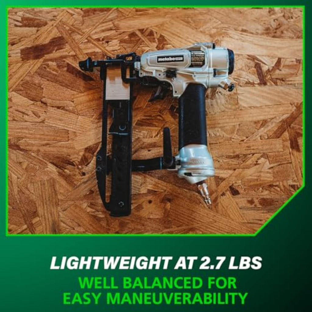 Metabo HPT PRO Finish Stapler, Pro-preferred Pneumatic Power Nailers, Finish Tool for Carpentry & Industrial Uses, All-Metal Key Component, 18 Gauge, 1/4' Crown Staples, Length 1/2' to 1-1/2', N3804A5