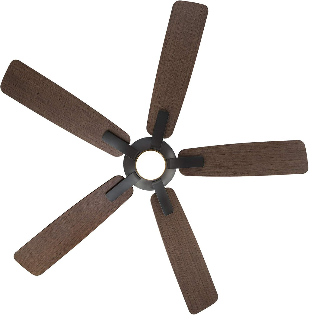 Modern Forms Mykonos Smart Indoor and Outdoor 5-Blade Ceiling Fan 60in Bronze/Dark Walnut with 2700K LED Light Kit and Remote Control worksworks with Alexa and iOS or Android App