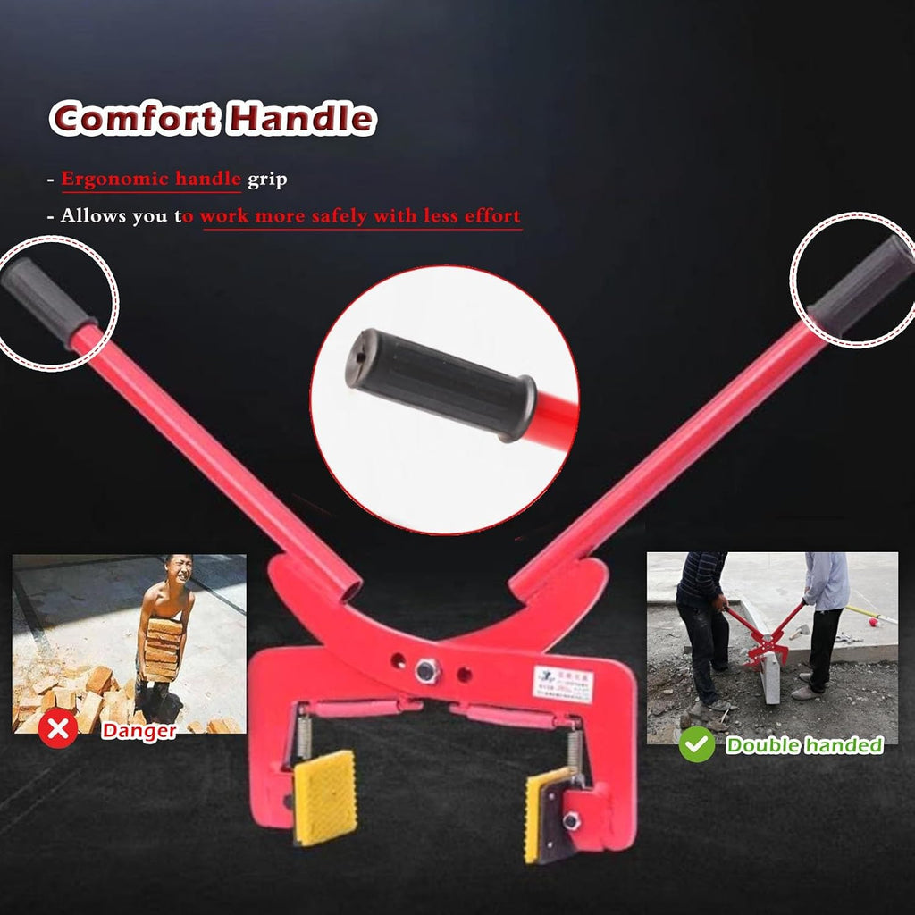 Feeding Mats 771 Lbs Double Handed Stone Carrying Clamps, 2-21 Inch Opening Steel Chain Pliers Lifter for Granite Slab, Building Material Sheets Lifting Clamps Grabber(Opening Size8-24cm/3.1-9.4in)
