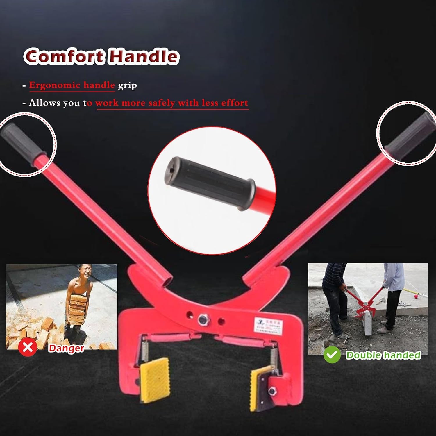 Feeding Mats Stone Carrying Clamps, Granite Slab Lifting Clamps With Anti-slip Rubber Chuck - Transporting 350kg 325kg 280kg 260kg Marble, Heavy Duty Handling Tool(Opening Size10-30cm/3.9-11.8in)