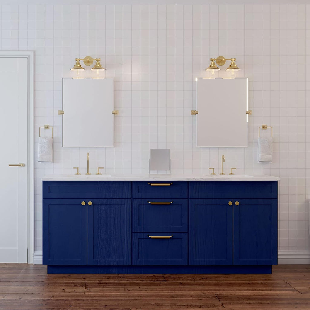 Gatco 4239SM Latitude II Frameless Beveled Rectangle Pivot Bathroom Vanity Mirror, Wall Mounted Tilting Adjustable Mirror, Modern Brushed Brass Finish Mirror for Makeup, Grooming & Skincare