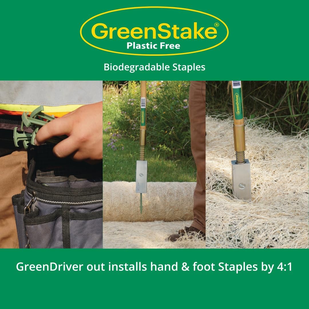 GreenDriver Installation Tool for Biodegradable Staples – Contractor Grade, Fits 4' & 6' GreenStake Staples – Fast Single-Load Staple Driver for Erosion Blankets, Turf, and Landscape Fabric