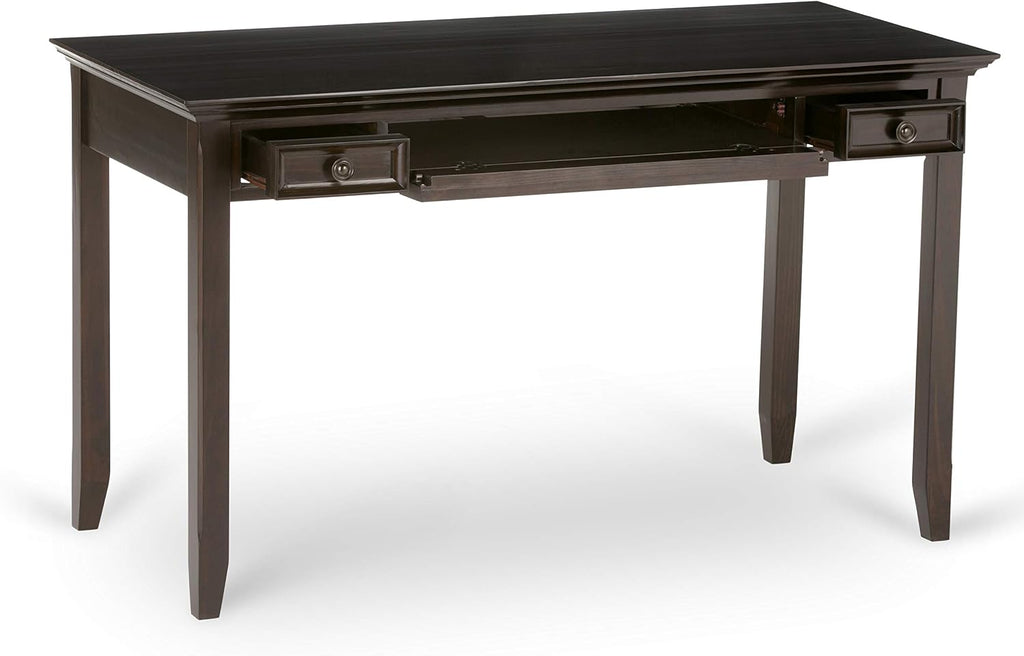 SIMPLIHOME Amherst Desk and Bookcase Bundle - 54 inch Wide Solid Wood Desk with Drawers and 30 inch Wide 5-Shelf Bookcase in Hickory Brown, Transitional Home Office Furniture (Set of 2)