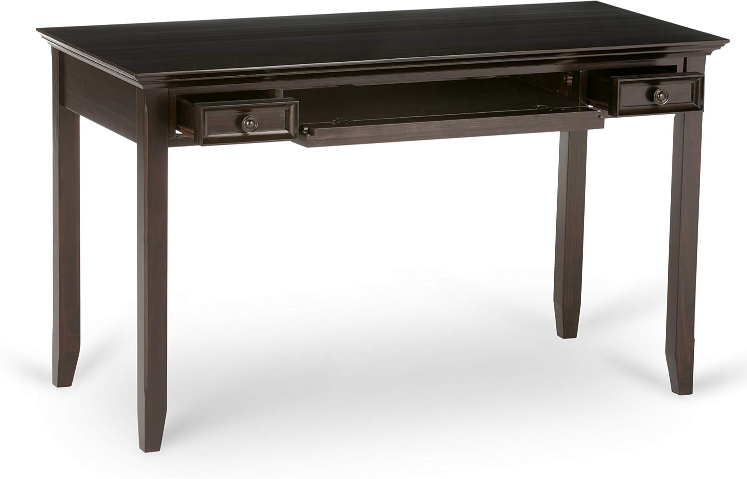 SIMPLIHOME Amherst Desk and Bookcase Bundle - 54 inch Wide Solid Wood Desk with Drawers and 30 inch Wide 5-Shelf Bookcase in Hickory Brown, Transitional Home Office Furniture (Set of 2)