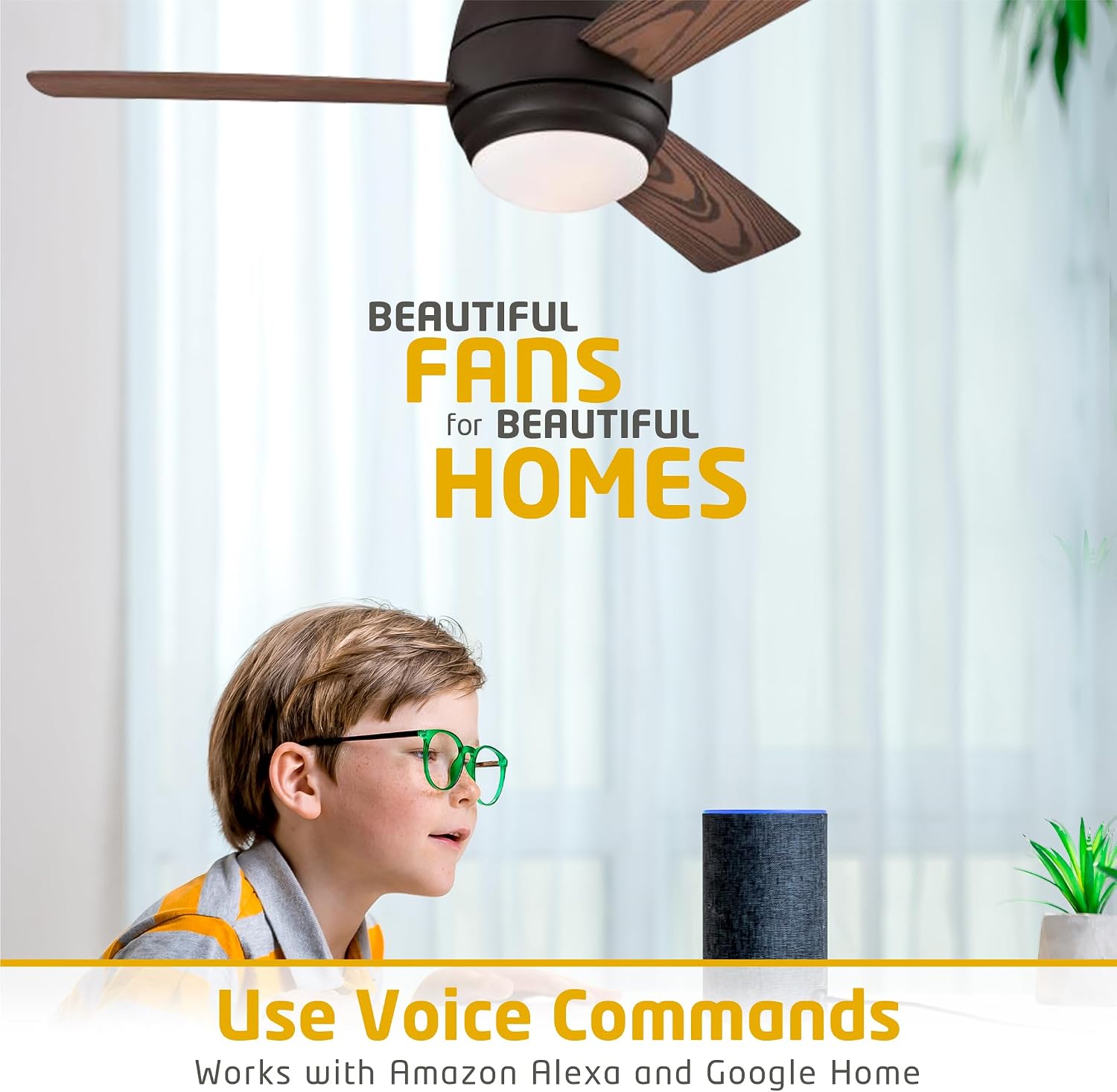 Ciata 44-inch Ceiling Fans with Lights – Smart Ceiling Fan for Bedroom/Living Room – Advanced Ceiling Fan with Remote Compatible with Alexa/Google Home – Wi-Fi Fans for Home – Black Bronze Finish