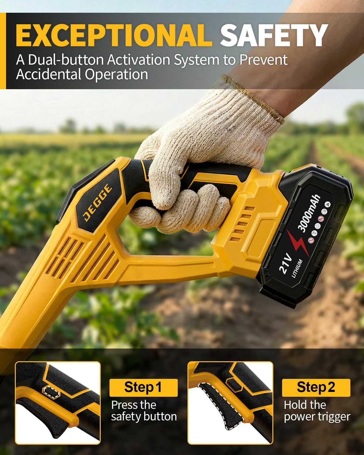 DEGGE Tiller, Cordless Tiller, ToolYellow