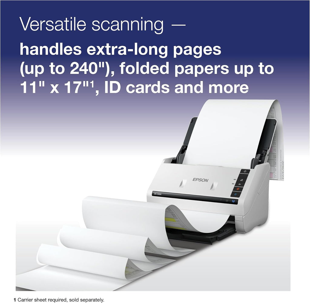 Epson DS-530X Color Duplex Desktop Document Scanner, up to 45 ppm, USB Connectivity, 100-Page Auto Document Feeder (ADF), Twain and ISIS Drivers