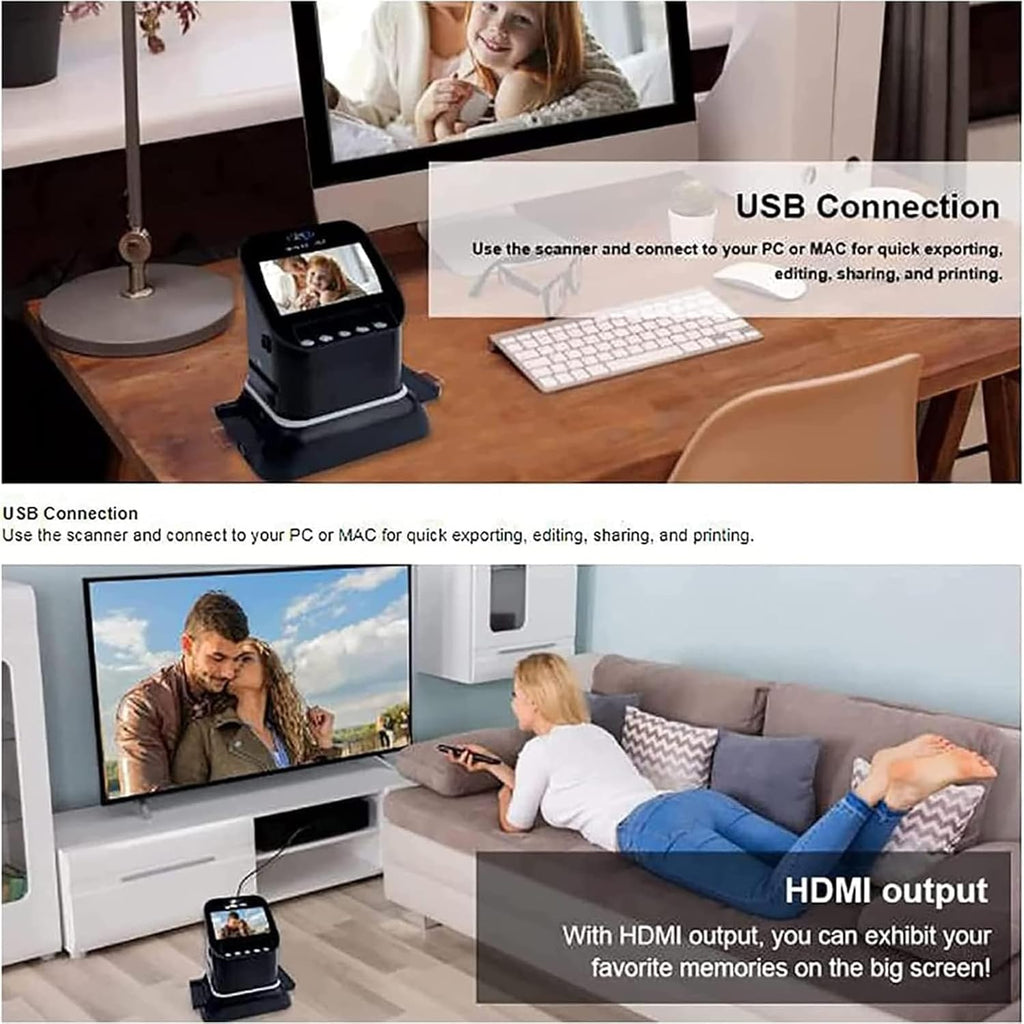 Digital Film Scanner, 4.3' Color Screen Digital Film, Support USB/HDMI Outpu, Convert 5 Specifications of 120 Negatives (60x90, 60x80, 60x70, 60x60, 60x45), 35mm, 135 Negatives (36x24), 127