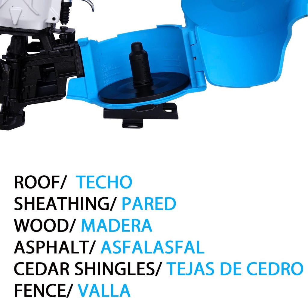Honduras Style Roofing Nail Gun, 15 Degree CN45N Roofing Nailer 3/4-Inch to 1-3/4-Inch Coil Nails, 120-pcs Load Capacity Coil Nailer