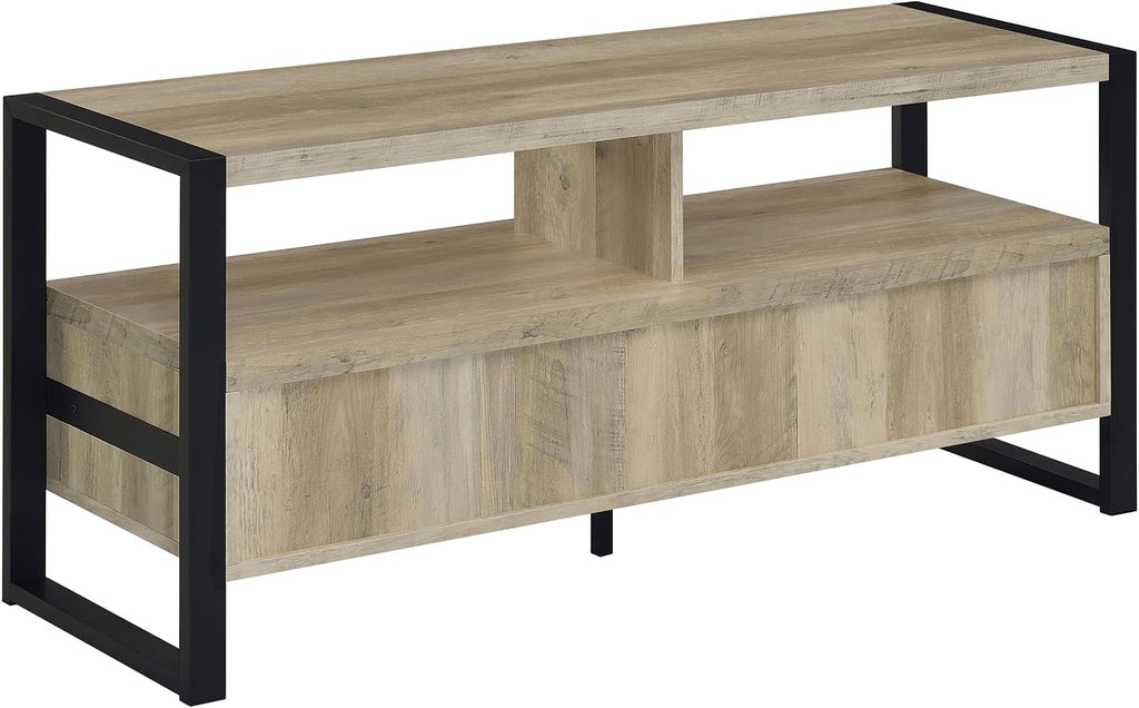 Coaster Home Furnishings - James - Engineered Wood & Metal - 48-inch 2-Drawer TV Stand with Stacked Design, 2 Open Compartments - Living Room - Distressed Pine - 704271