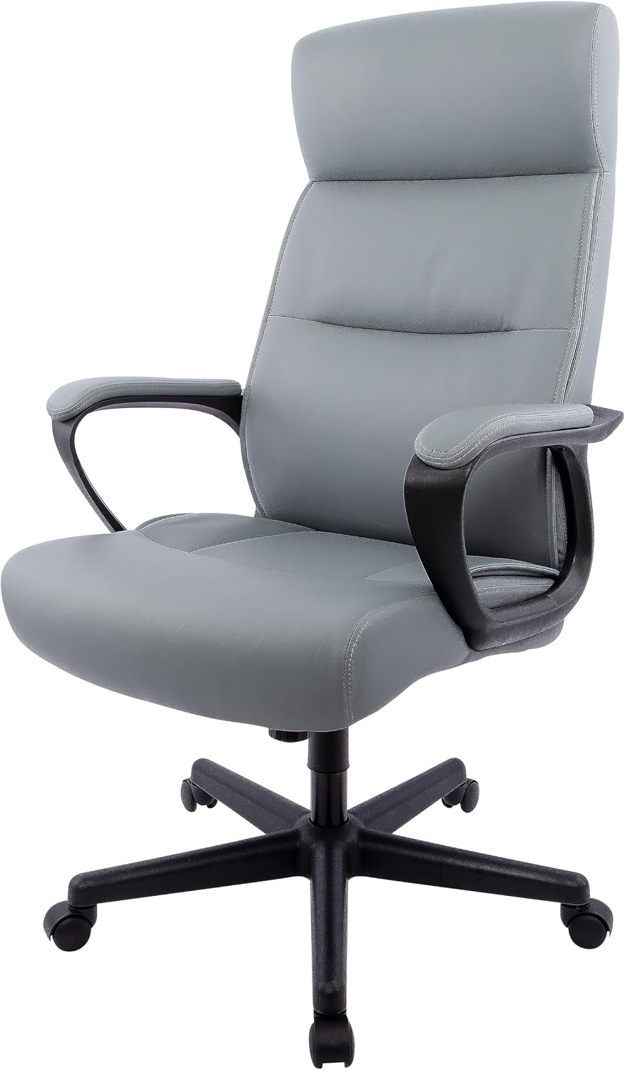 STAPLES Rutherford Ergonomic Manager & Executive Office Chair, High Back Swivel, Adjustable Height, Luxura Faux Leather, Gray