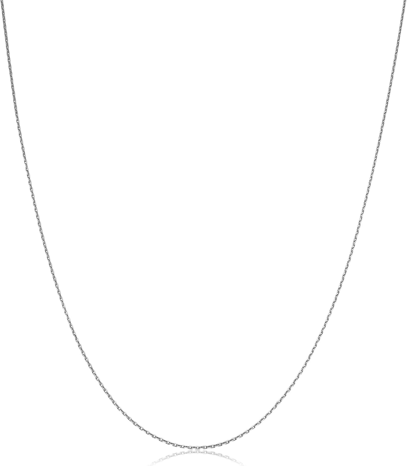 Kooljewelry 10k White Gold 0.6 mm Diamond-cut Cable Chain Necklace (16, 18, 20 or 24 inch)