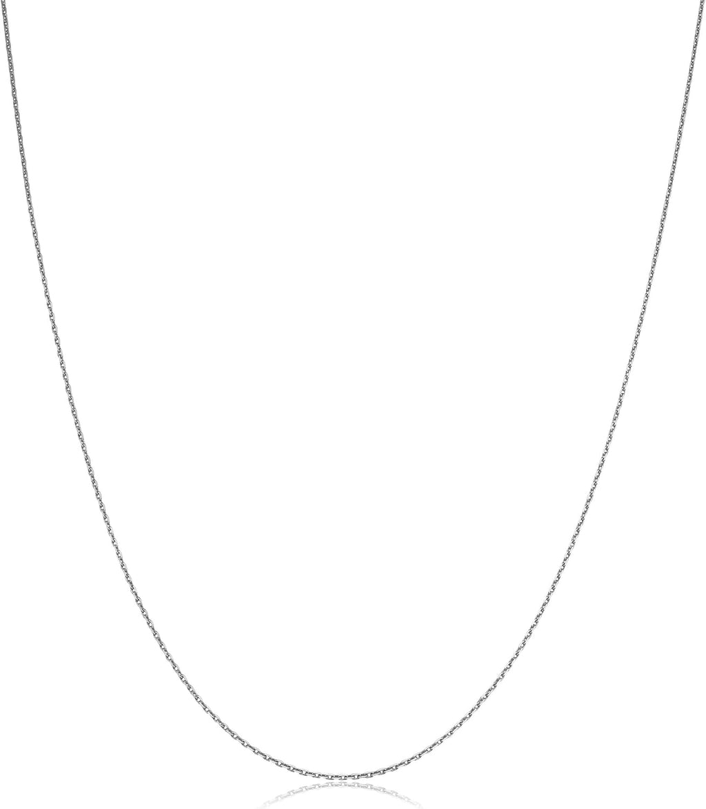 Kooljewelry 14k White Gold 0.6 mm Diamond-cut Cable Chain Necklace (16, 18, 20, 22, 24 or 30 inch)