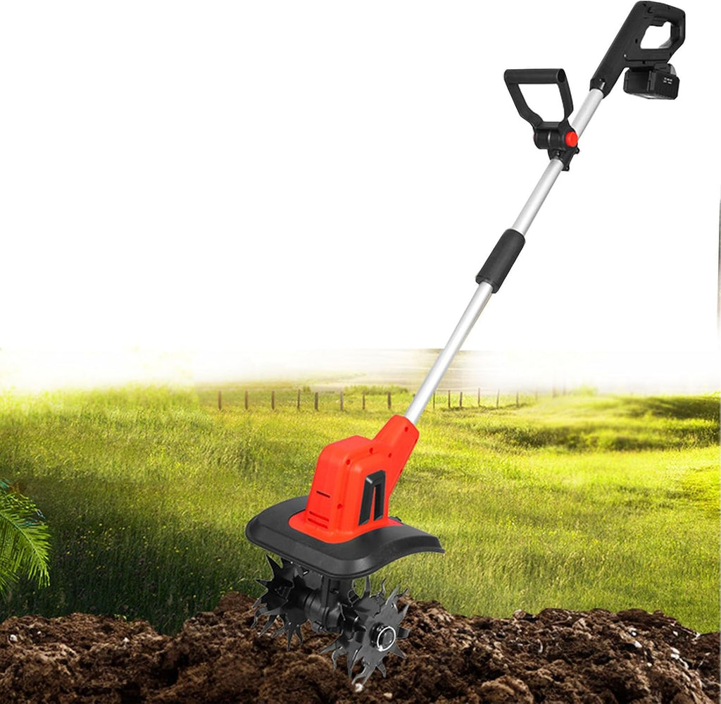 Electric Tiller 20V – Garden Soil Cultivator/Rotavator – 4 Steel Blades,25cm Working Width/22cm Working Depth