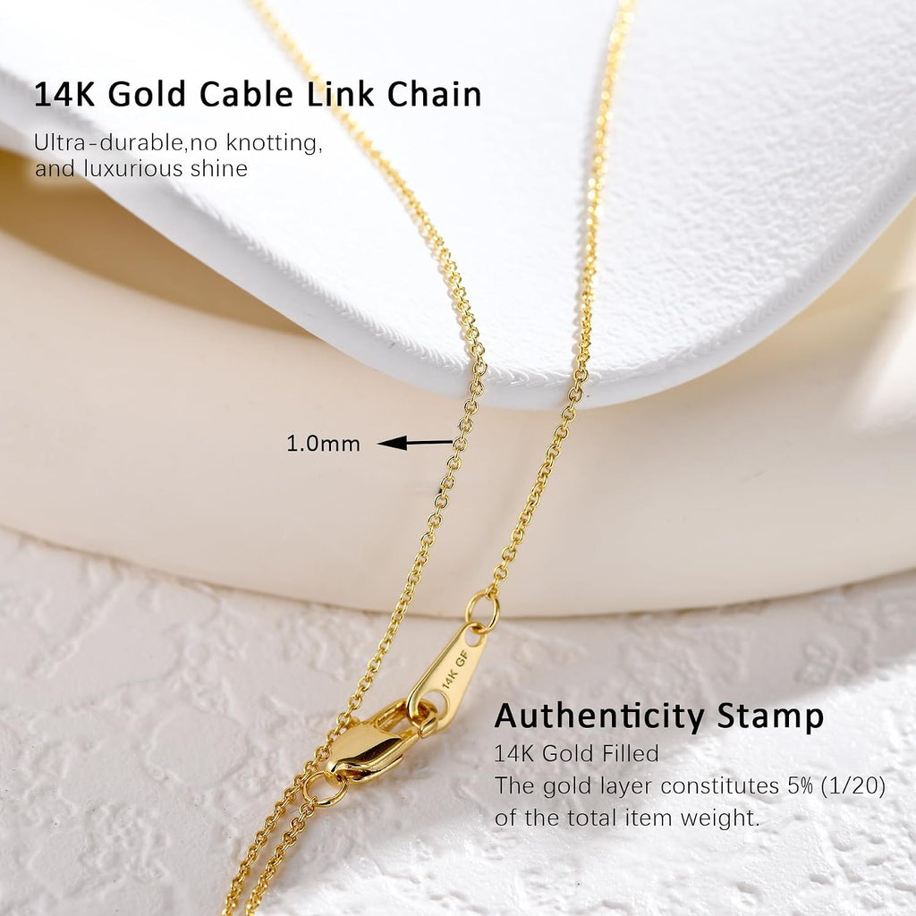1mm Gold Box Chain Necklace 14K Gold Cable Link Chains for Women and Men Dainty Non-tarnish Necklaces Unisex Gold Jewelry Gifts Sweat Proof and Fade Resistant Lifetime Quality