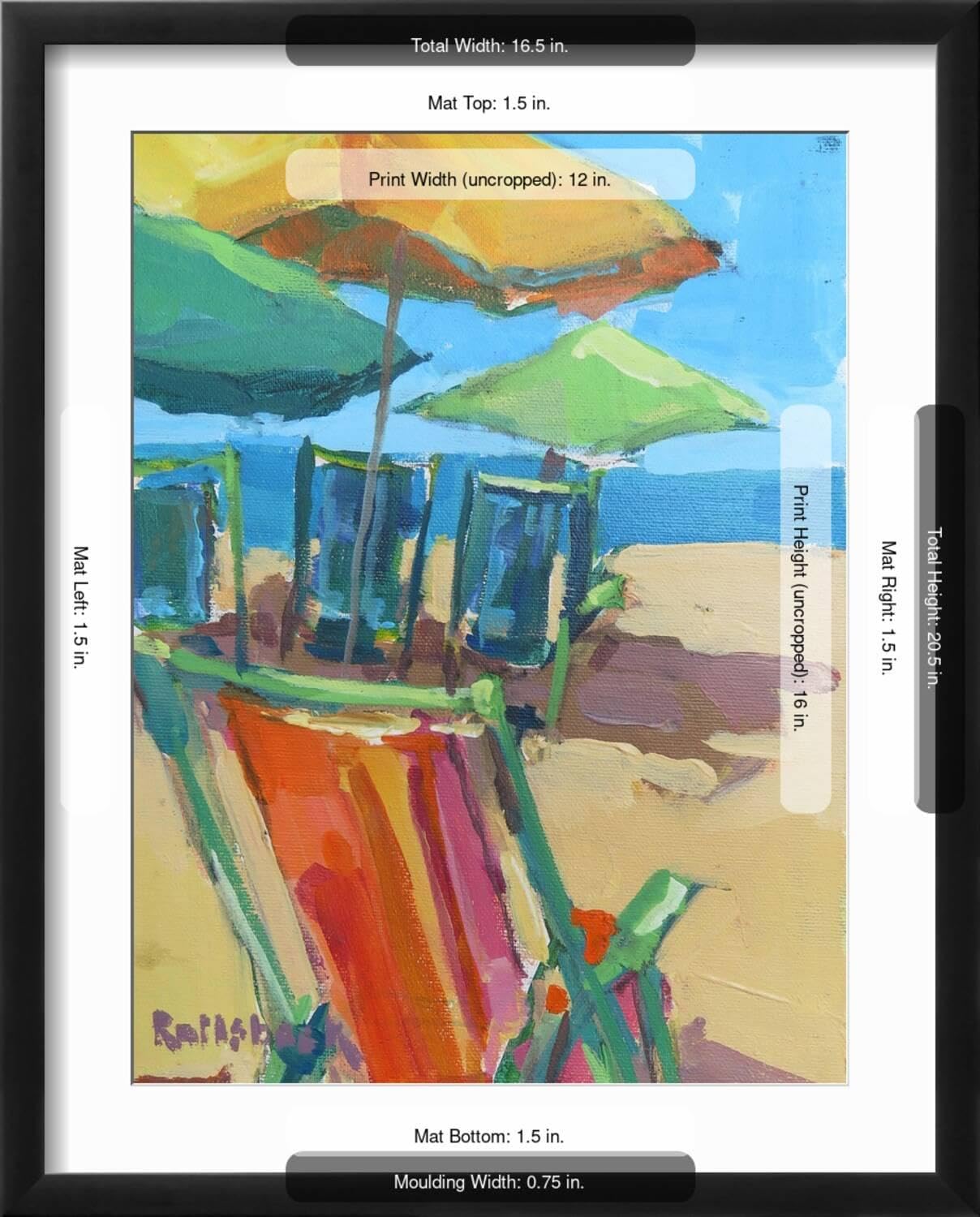 ART.COM Wall Art Print Beach Days on Black Frame by Page Pearson Railsback, 17' x 21'