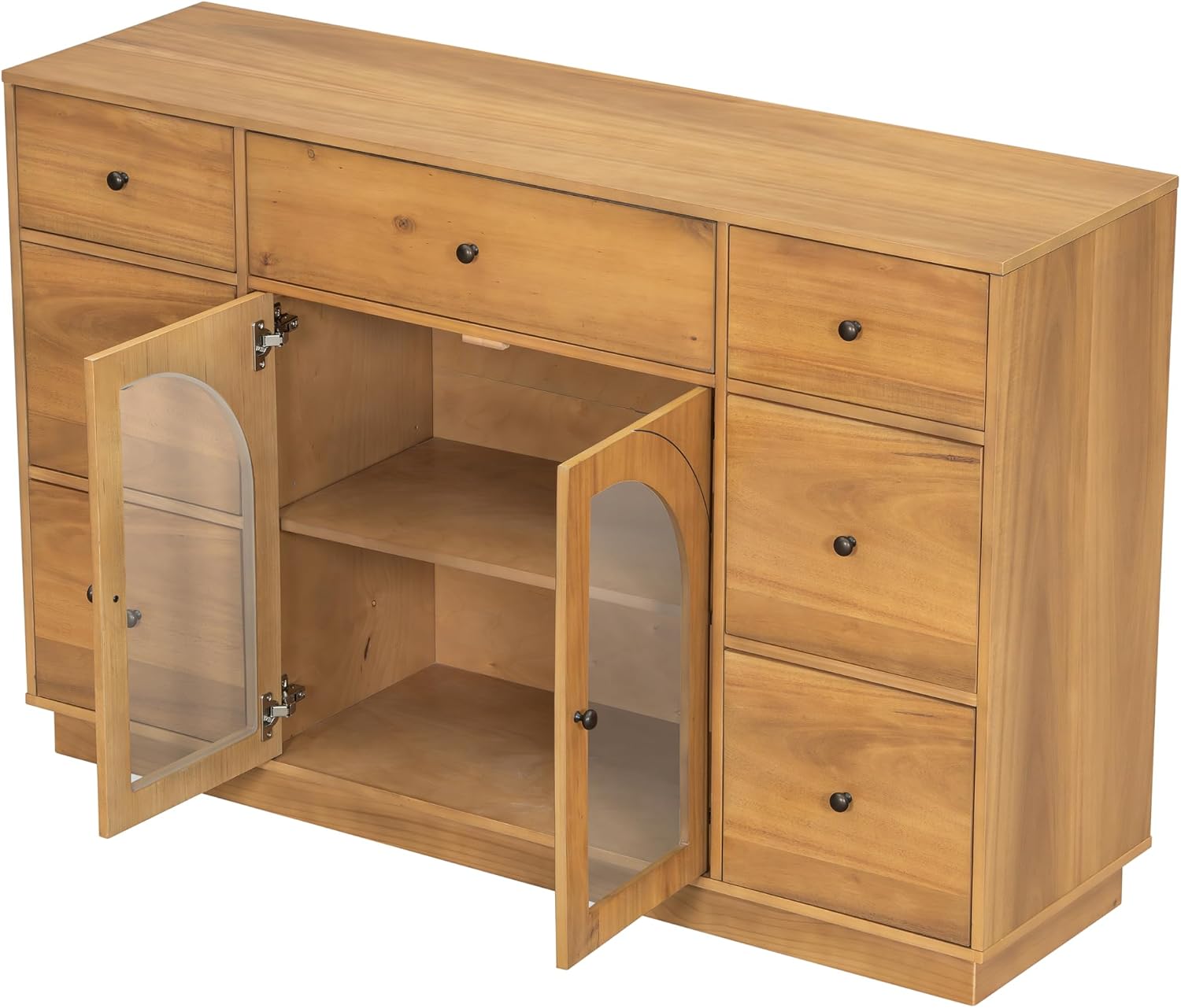 Christopher Knight Home Mia Modern Storage Cabinet with Doors and Drawers, Wooden Sideboard Cabinet with Adjustable Shelf, Freestanding Buffet Cabinet with Storage for Dining Room, Natural