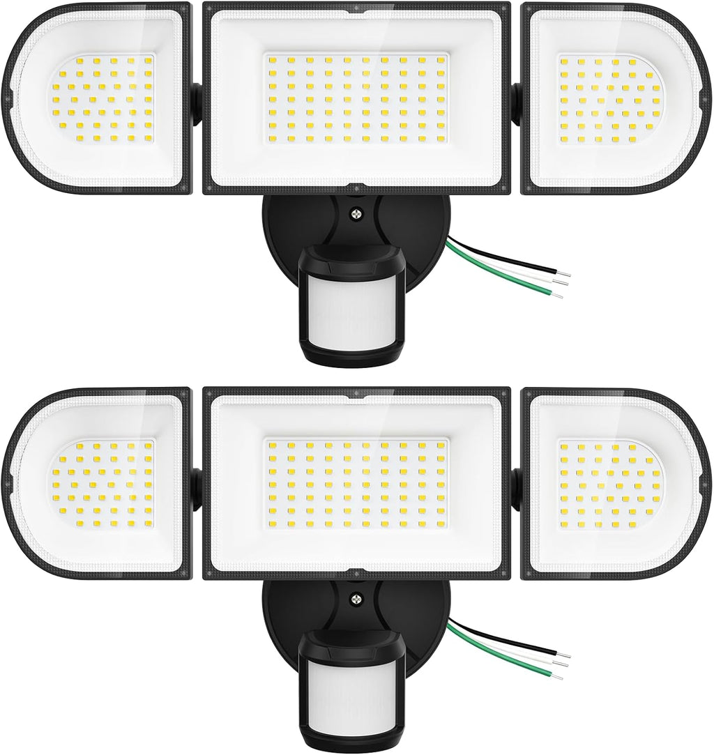 150W Motion Sensor Lights Outdoor for Outside, 15000LM LED Flood Lights Outdoor wired Dusk to Dawn, Exterior Security Floodlight Fixture Waterproof IP65, Outdoor Lighting for House, Garage 2 Pack