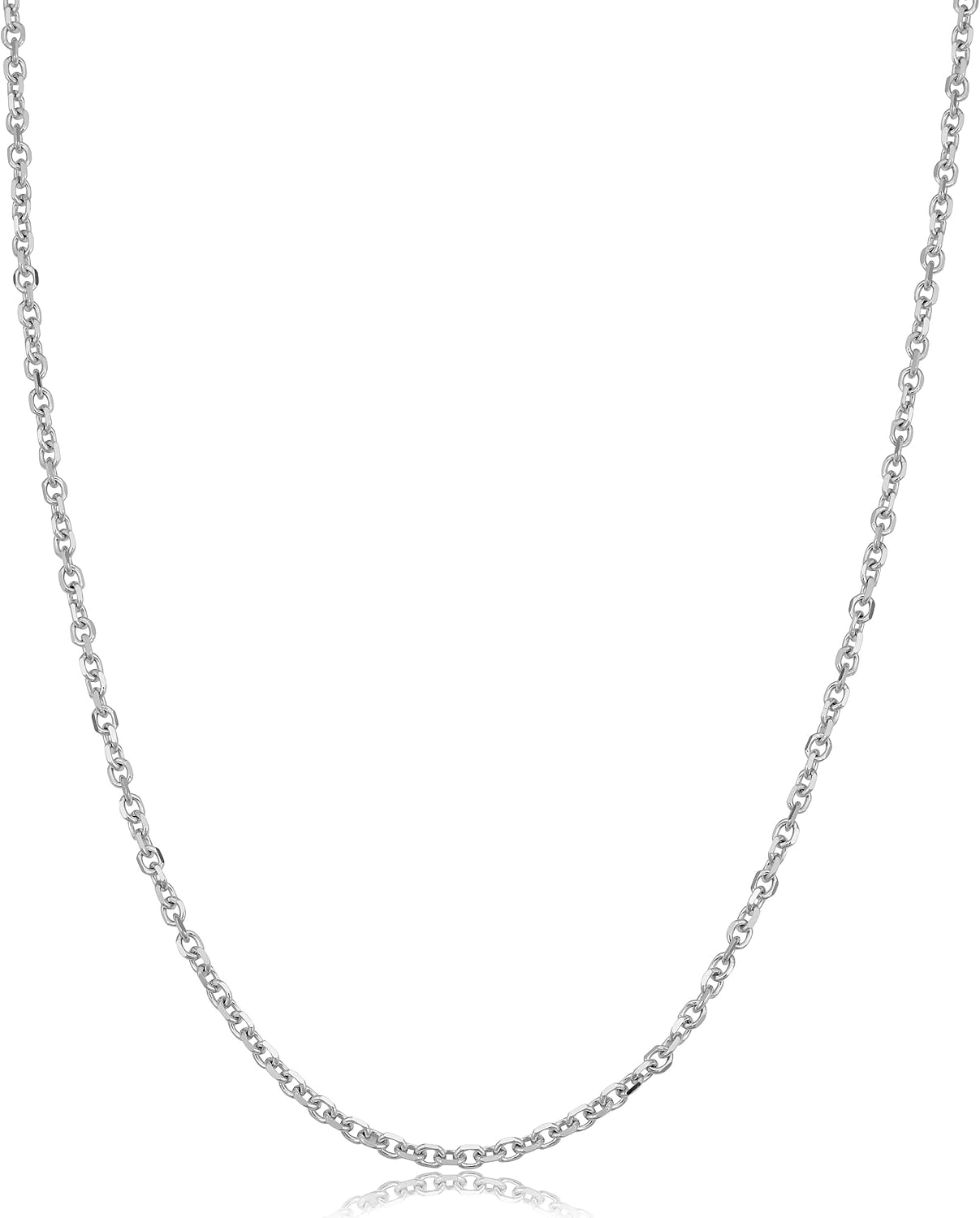 Kooljewelry 14k White Gold 1.8 mm Diamond-cut Cable Chain Necklace