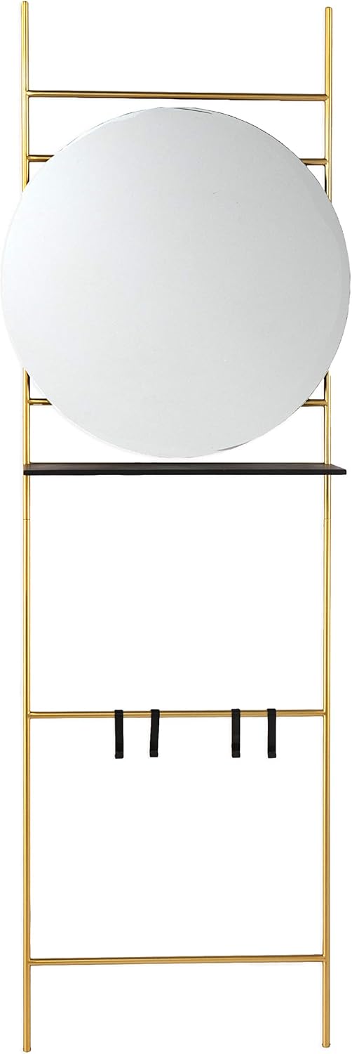 SEI Furniture - Medhurst Hall and Entry Organizer - Transitional Design, Gold Iron and Wood - Ideal for Bedroom, Living Room (HE1130133)