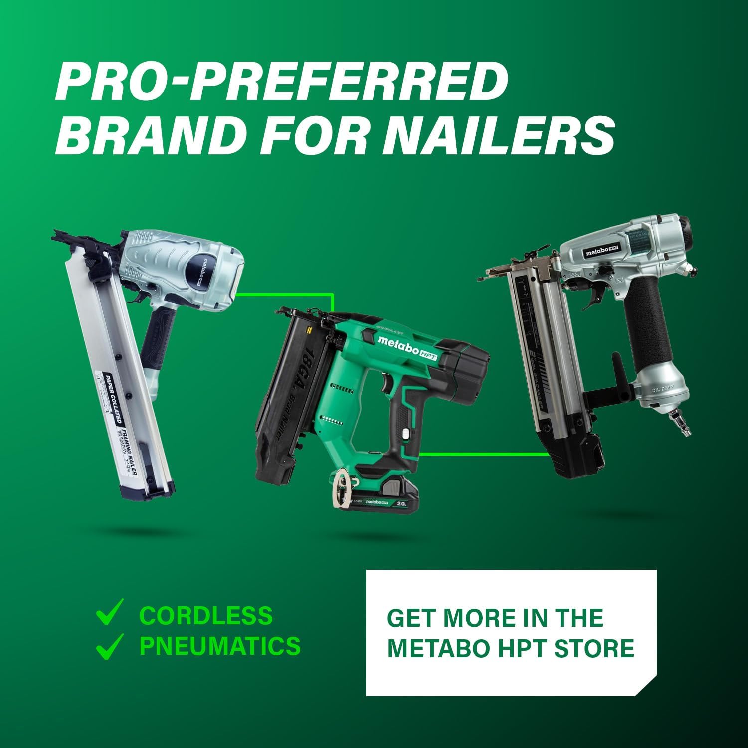 Metabo HPT Framing Nailer, Pro-Preferred Pneumatic Power Nailers in Framing Tools, Powerful Tool With Tool-less Depth Adjustment & Claw Tip, 21° 3-1/2' Plastic Collated Nails, NR90AC5