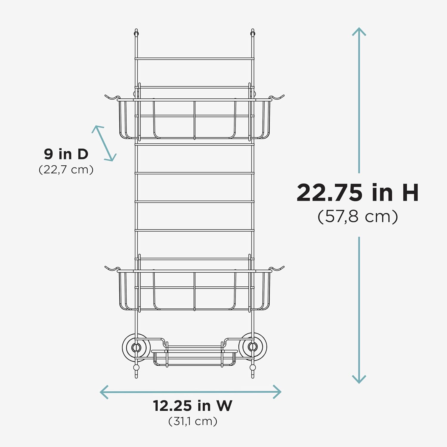 Zenna Home Shower Caddy Hanging Over the Shower Door Organizer, Stainless Steel Rack with 2 Shelves and Built in Hooks, Bathroom Organizer Shelf for Inside Shower, Stainless Steel
