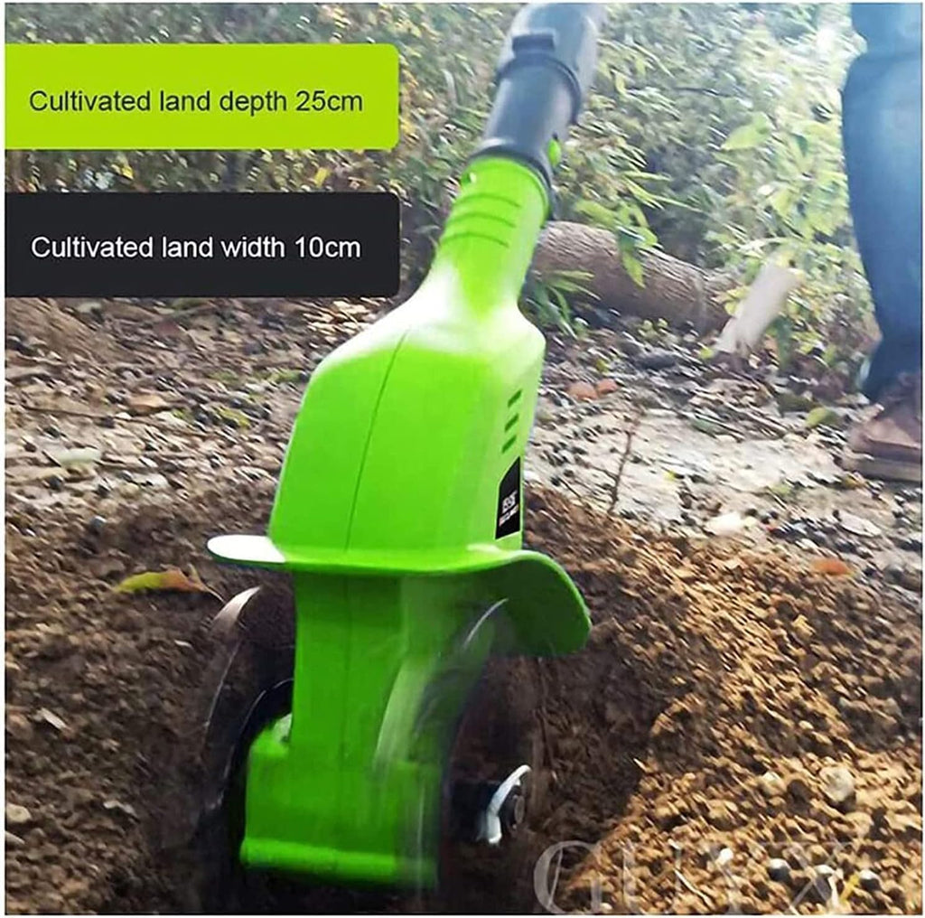 LXXW Electric Tiller 20V Cordless Handheld Electric Rototiller, 97-127Cm Adjustable Handle, Tillage Depth 25cm Electric Cultivator
