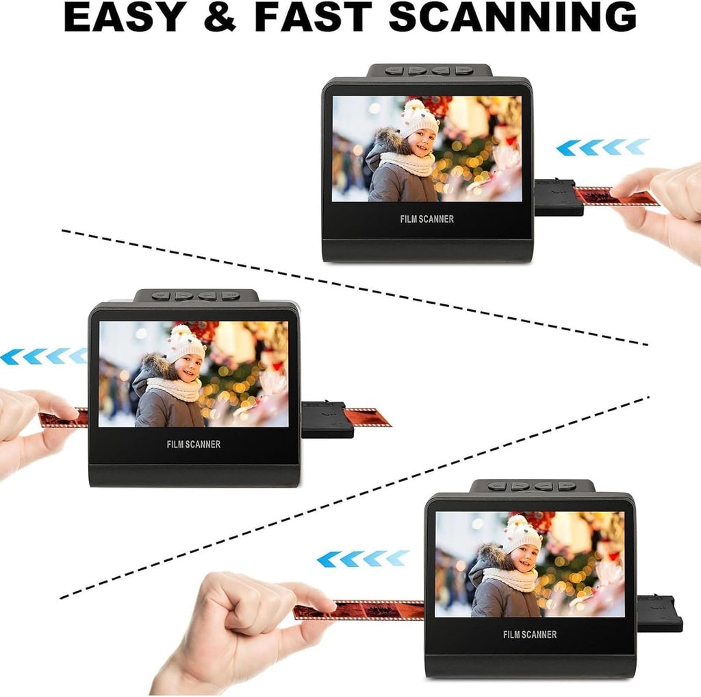 22MP Film and Slide Scanne, Digital Film Scanner, with 5 Inch LCD Screen, Built in 16GB Memory, Converts 135 110 126 KPK Negative Super 8 Monochrome Slides into JPEG Photos