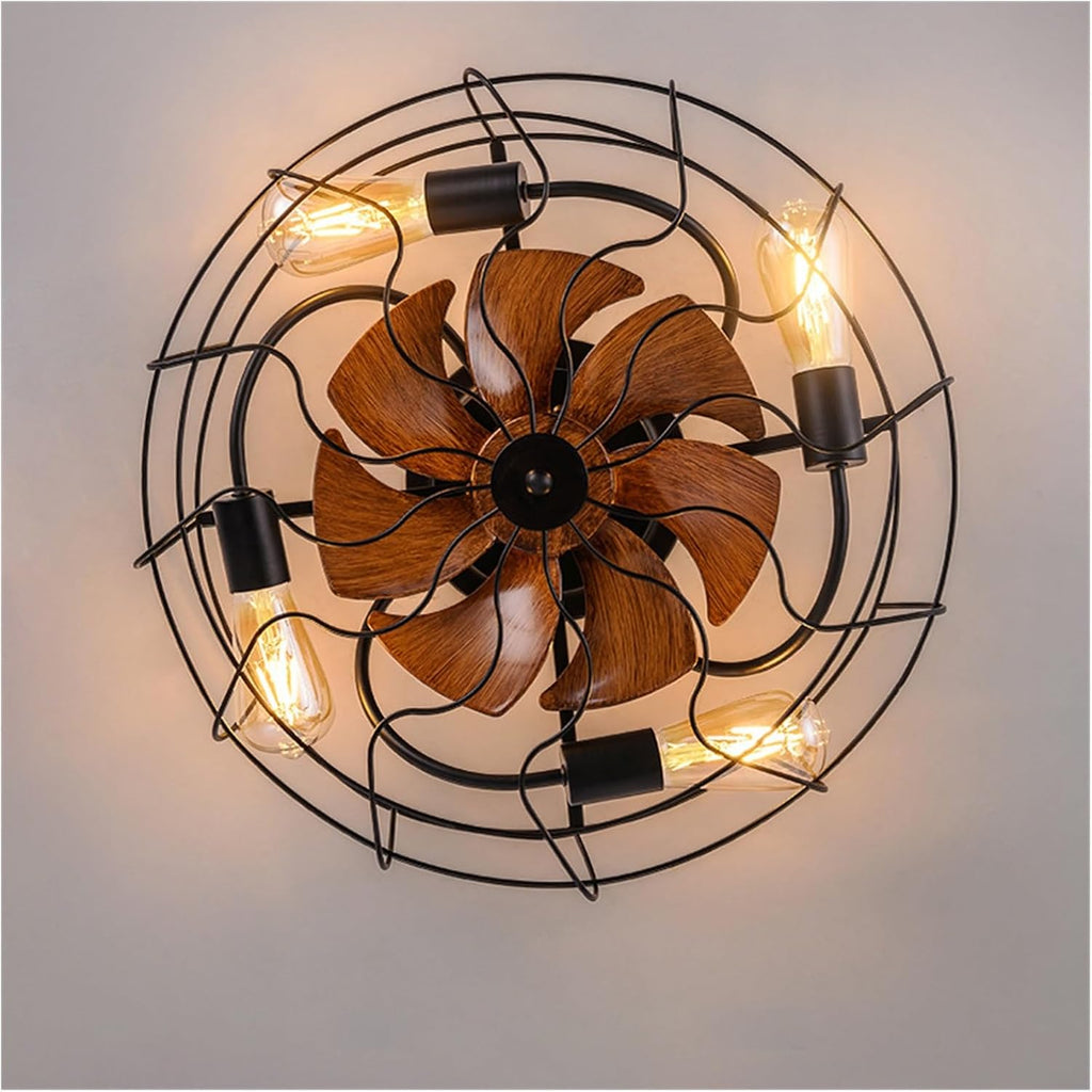 Modern Chandelier, Ceiling Fan with Lighting E27 Bulb Retro Light with Remote Control 3-Level Wind Speed Adjustable for Living Room Bedroom
