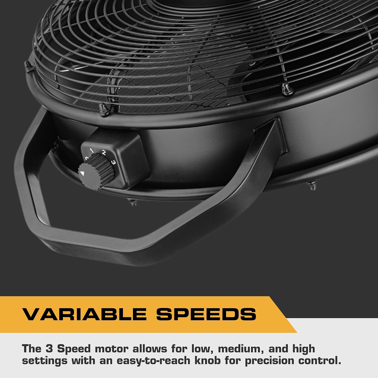 MULE Rugged Outdoor 18' Inch Fan, Dual Height Ceiling Mounting options, Standard 3-prong plug, 360-deg + up/down adjustable direction, 3-speeds, High Flow, 8 ft cord, Damp rated, Black Matte, 52008-5