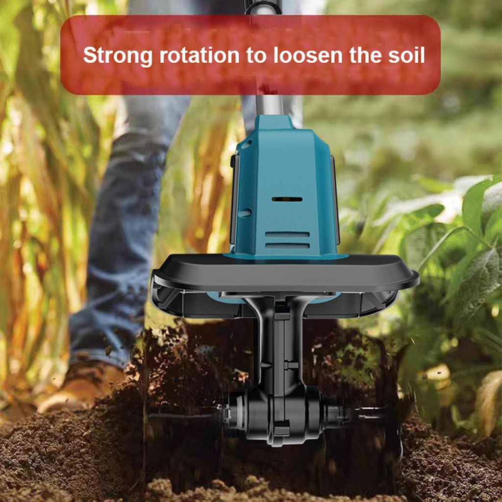 21V Cordless Tiller Cultivator,330 RPM Foldable with 4pcs Durable Steel Tines 2pcs 1300mAh Battery 9.5inches rototiller for Lawn Gardening Raised Flower beds