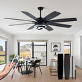 72'' Black Ceiling Fans with Lights and Remote, Indoor/Outdoor Large Chandelier Fan with DIY Rings LED,Fandelier Ceiling Fans with Lights for Living Room/Porch/Patio