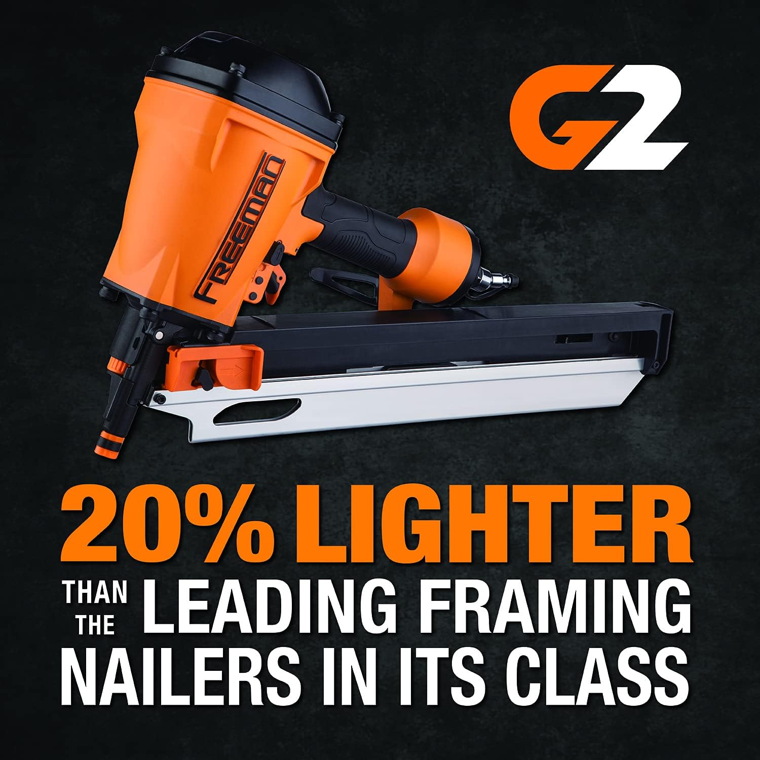 Freeman Compact Lightweight Pneumatic 21° 3-1/4' Framing Nailer | G22183CLW | Framing, Subfloors, Roof Decking, Pallet and Shipping Crate Assembly, Wood Fencing