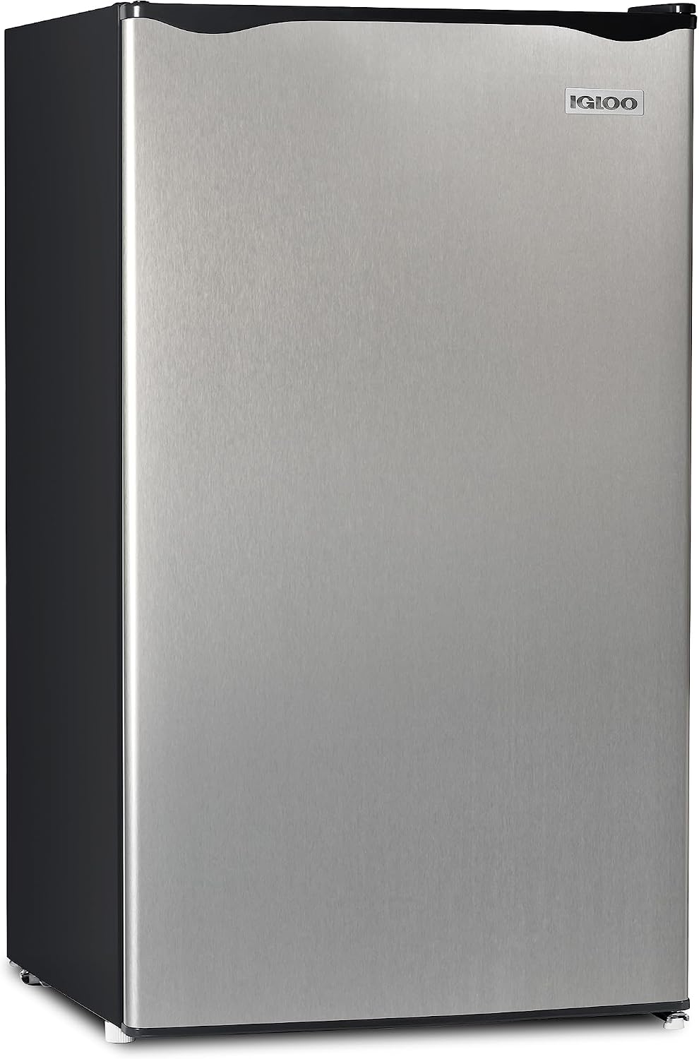 Igloo 3.2 Cu.Ft. Mini Fridge with Freezer - Single Door Compact Refrigerator with Glass Shelves for Homes, Dorms & Offices- Keep Snacks, Drinks & Frozen Foods Cool with Temperature Control Mini Fridge
