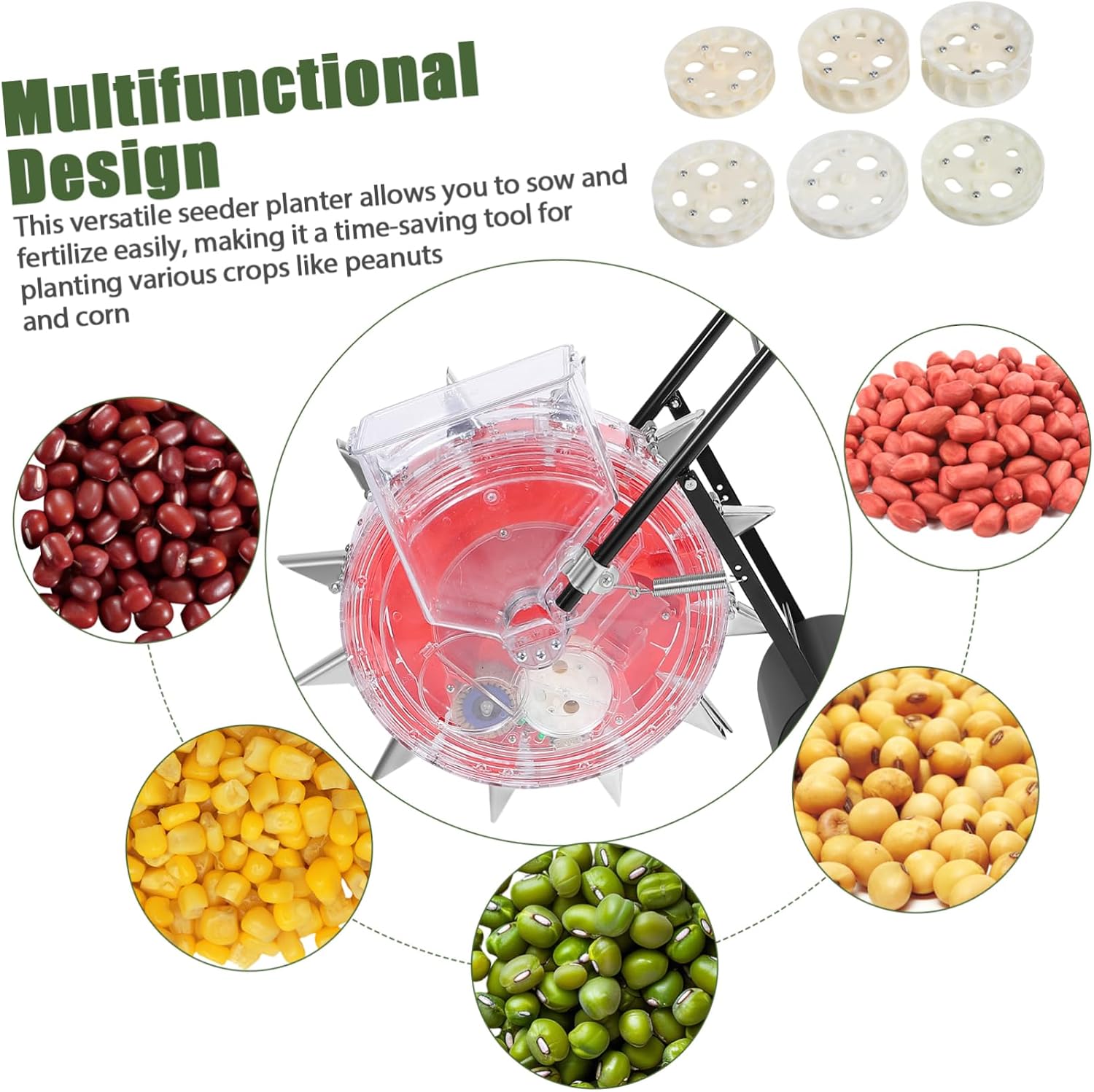 Hand-Push Planter Multi-Functional Precision Gardening Tool for Sowing and Fertilizing No Bending Design for Efficient Planting Agricultural Scenes