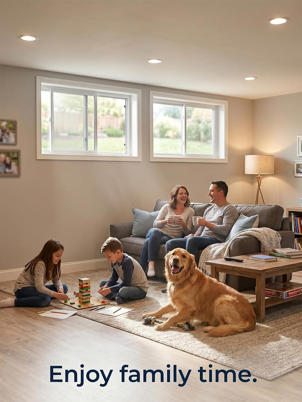 NOOTA EasyWing Basement Window 32' x 18' Double Tempered Glass, Removable Flange, Vinyl Basement Replacement Window