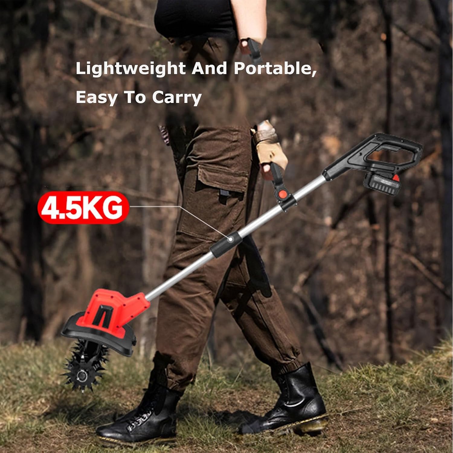 Electric Tiller 20V – Garden Soil Cultivator/Rotavator – 4 Steel Blades,25cm Working Width/22cm Working Depth