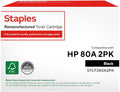 STAPLES Remanufactured 80A Toner Cartridges Black Standard Yield Replacement for HP 80A (2-Pack)