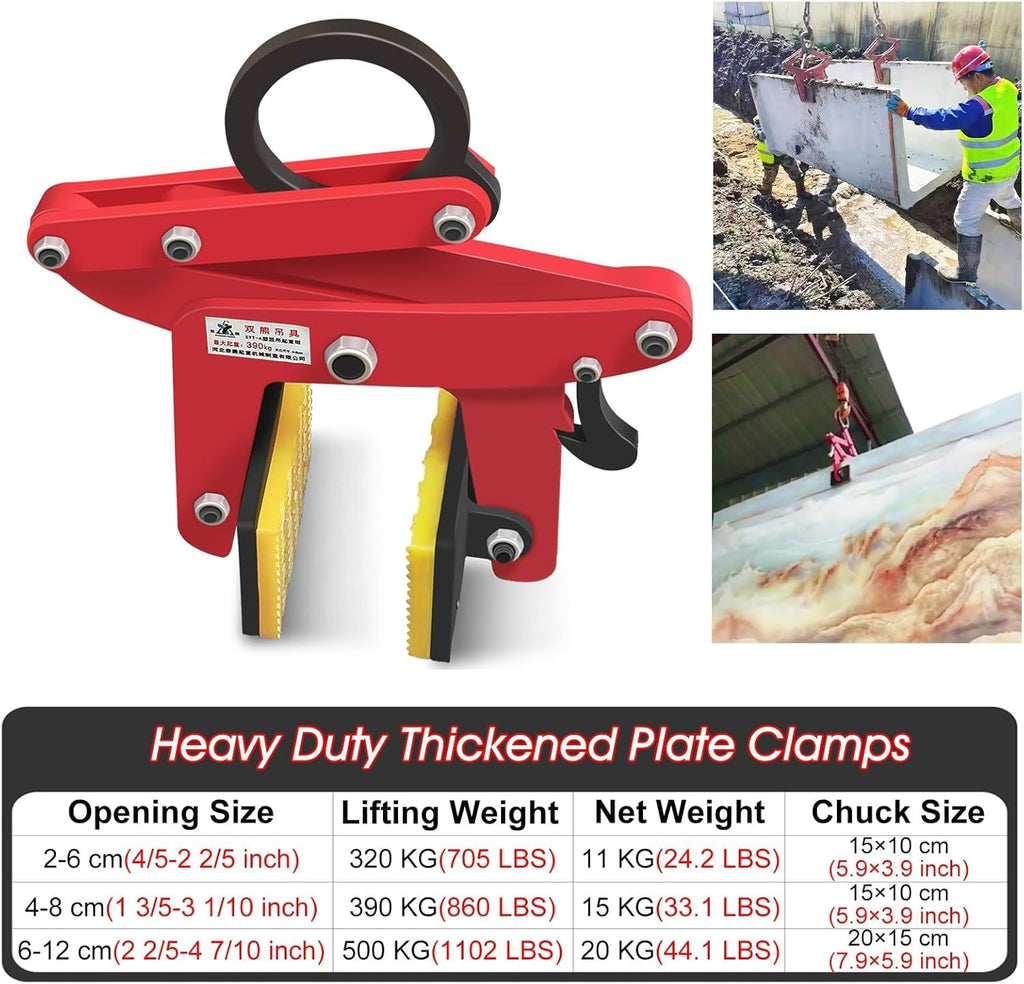 Scissor Lifter Tool Sheet Steel Lifting Clamp, for High Load-Bearing Sheet Steellifting - 705lbs 860lbs 1102lbs Capacity, Red High Visibility Hoisting Clamp(Opening 2-6 cm/0.8-2.4 in)