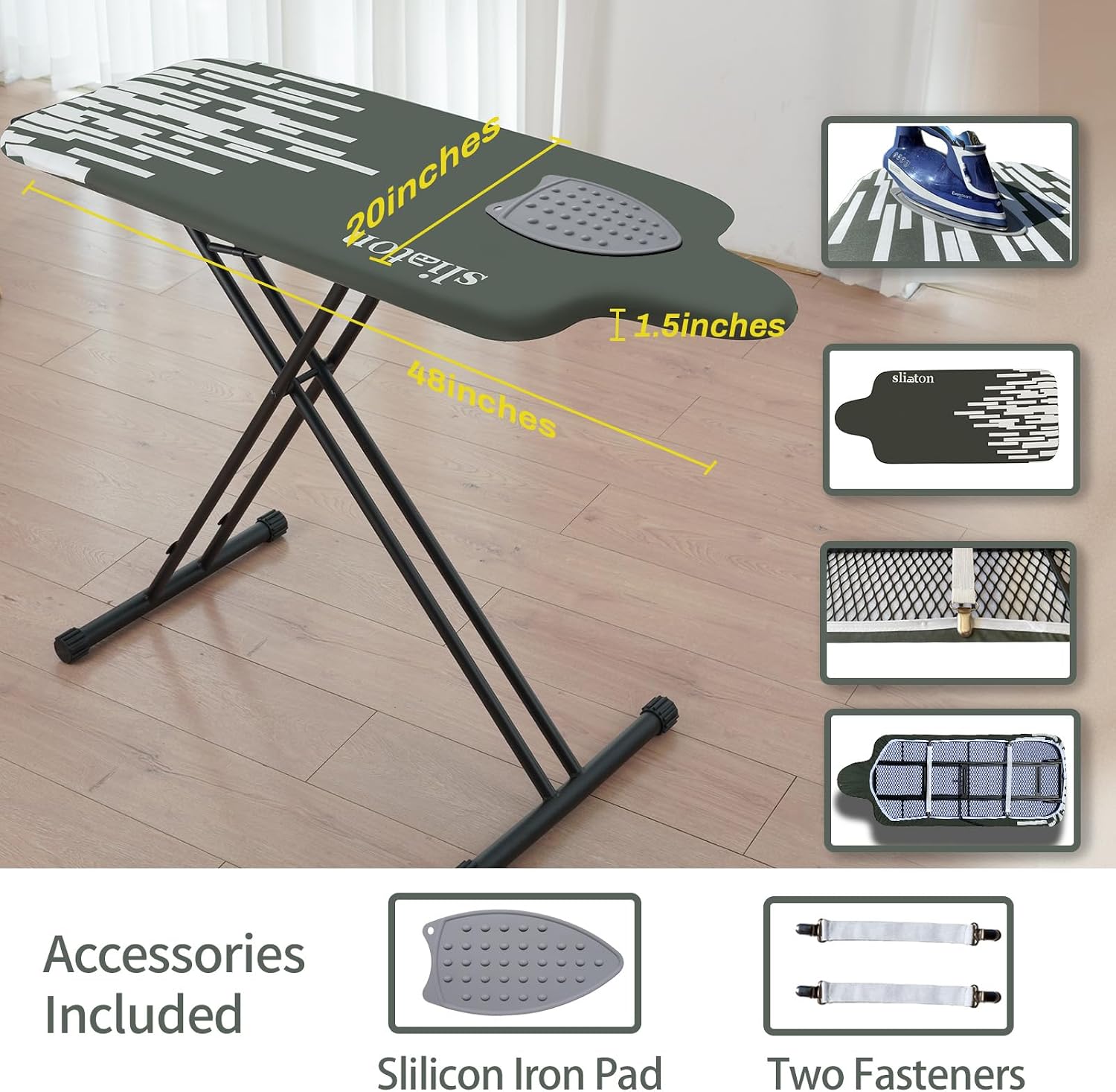 Extra Large Ironing Board with Large Hang Rail in 53' L x 20' W