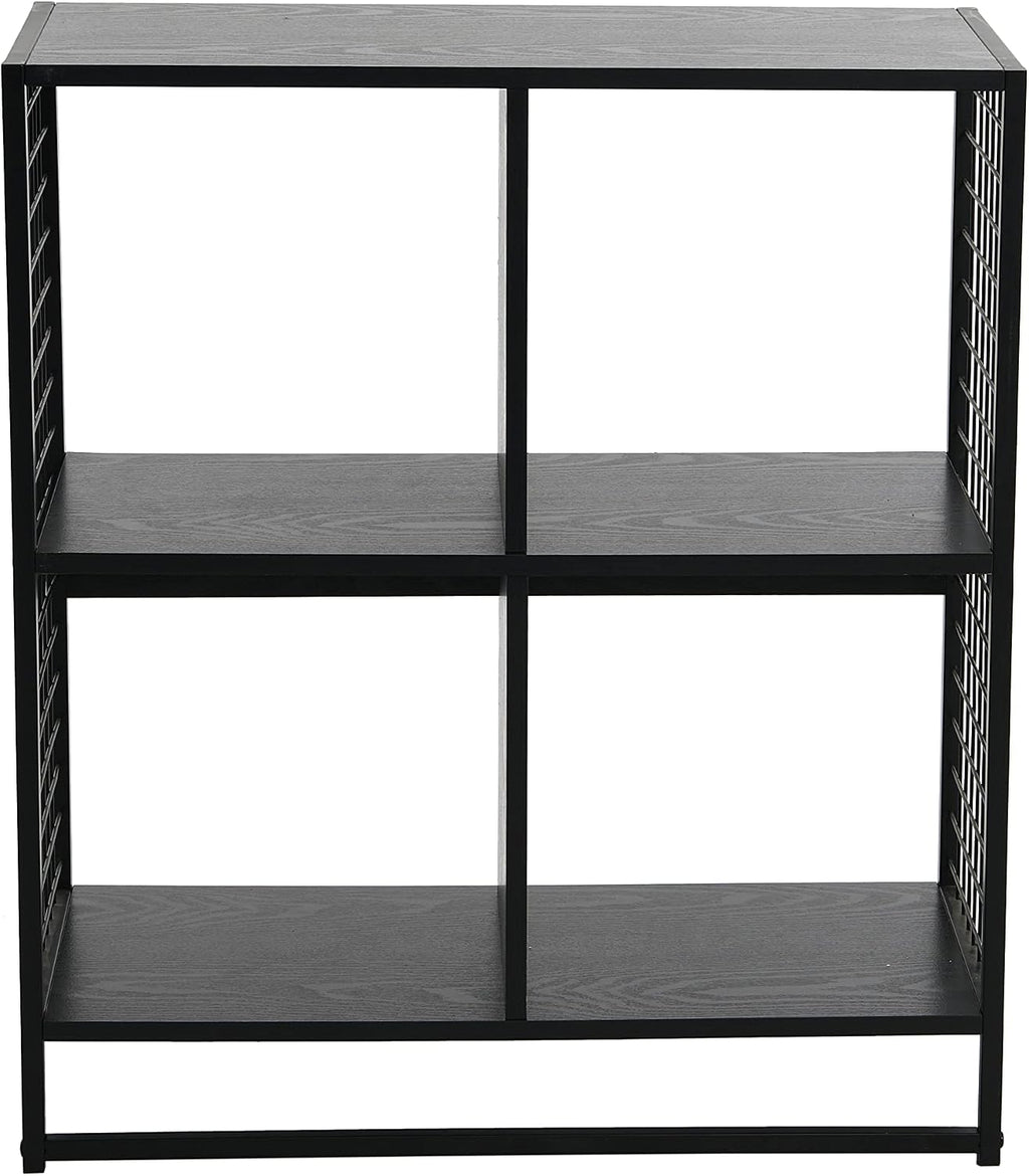 Household Essentials Black Oak & Iron 4-Cube Display Shelf